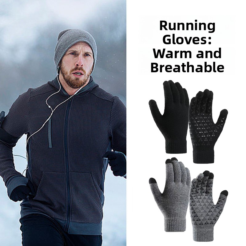 Wool Glove Lined - ถุงมือกีฬาวิ่งกลางแจ้งแบบยูนิเซ็กส์ บุผ้าฟลีซ รองรับการใช้งานหน้าจอสัมผัส ให้ความอบอุ่น สำหรับเดินป่า ปีนเขา