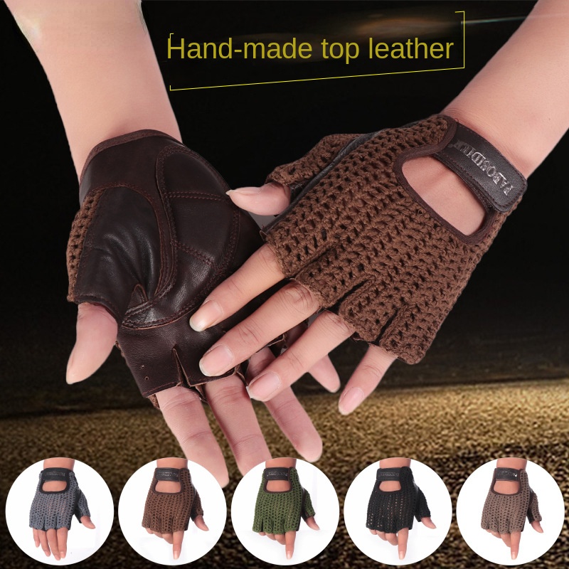 ถุงมือหนังวัววินเทจแบบครึ่งนิ้ - Leather Driving Glove บทวิจารณ์และราคา